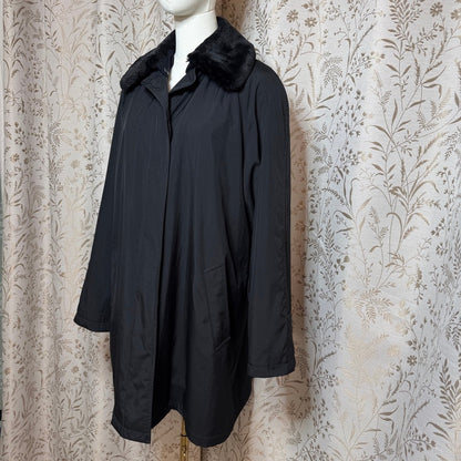 W for London Fog Gena Fur Collar 3 -in-1 Trench Coat Women L Winter Minimalist