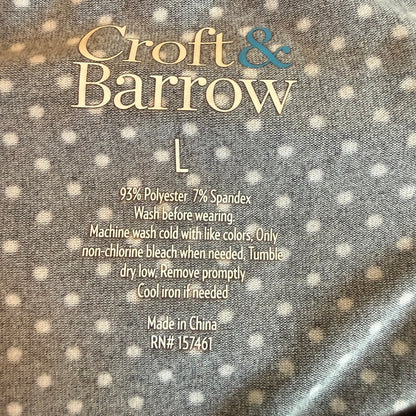 Croft & Barrow Polka Dot Short Sleeve Top Womens L Stretch Retro Classic Preppy