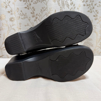 Dansko Sela Wedge Sandals Women 8.5 Black Leather Comfort Ergonomic Minimalist