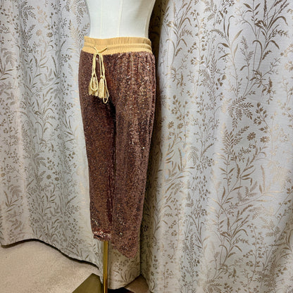Sequin Jogger Pants Women S Rose Gold Costume Cosplay Glam DIY Distressed Disco