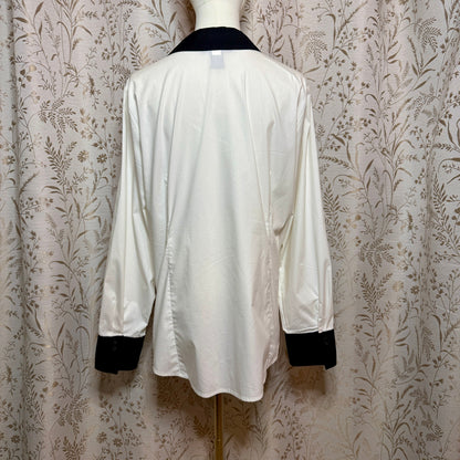 Lane Bryant Contrast Collar Cuff Button Down Top Women 20 Stretch Office Minimal