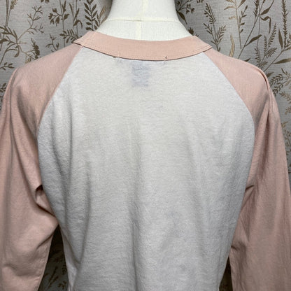 Forever 21 Cropped Raglan Tee Small Pink White Thrashed Sarcastic Snarky Saying