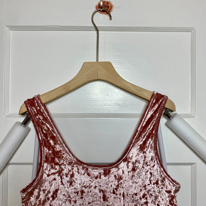 Fashion Nova Womens Pink Crushed Velvet Crop Top Tank XL Y2K Festival Rave Party