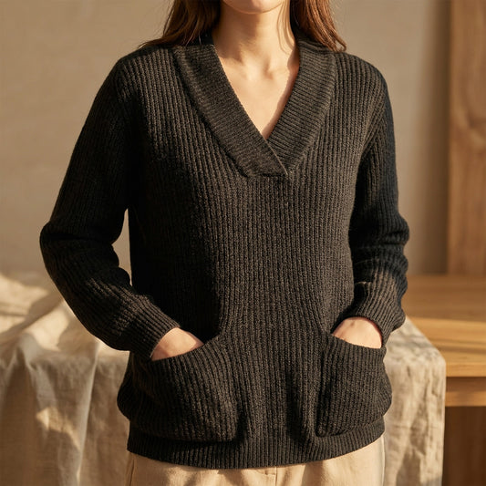 DD Sloane V-Neck Lambswool Sweater Womens S Vtg 80s Cozycore Grandpa Academia