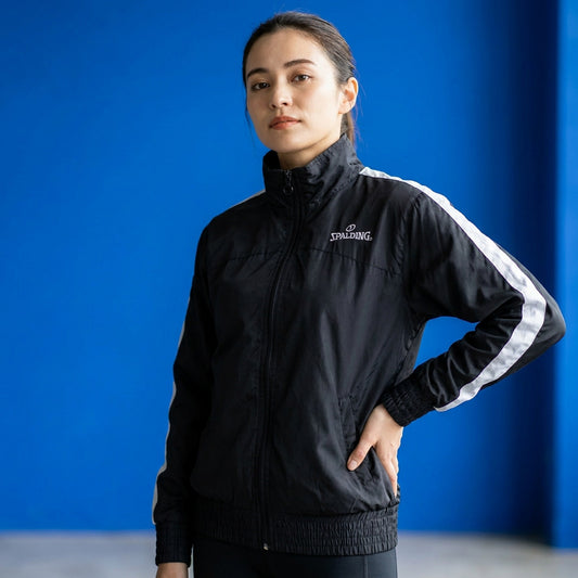 Spalding Track Jacket Medium Black Windbreaker Gorpcore Y2K Athleisure Utility