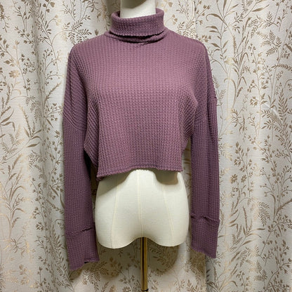 Wild Fable Mauve Waffle Knit Crop Turtleneck Top XS Coquette Grunge Soft Girl