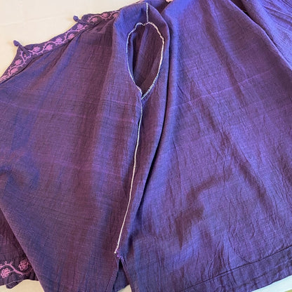 VTG 90s/Y2K Purple Cheongsam Embroidered Cotton Tunic XL Mandarin Floral Asian
