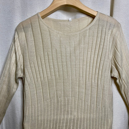 Long-Sleeve Ribbed Sweater Womens Small Academia Elevated Basics Minimalist
