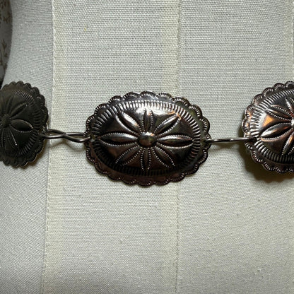 Vintage Silver Metal Concho Chain Belt Womens O/S Western Boho Cowgirl Indie