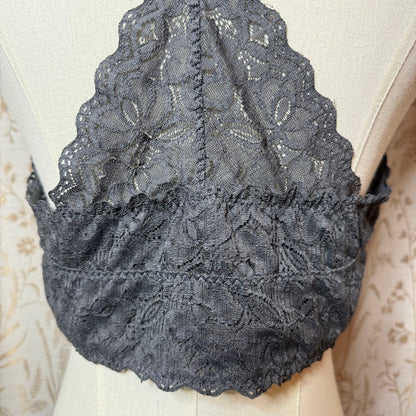Felina Lace Bralette Racerback Wirefree Bra Gray XL Lounge Romantic Feminine