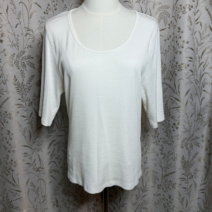 Quince Organic Cotton Micro Rib Elbow Sleeve Tee Womens XL White Minimalist Chic