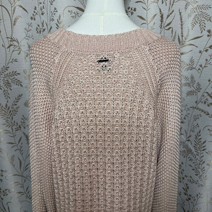 Calvin Klein Jeans Pink Shimmer Knit Sweater Women XL Preppy Boho Light Academia