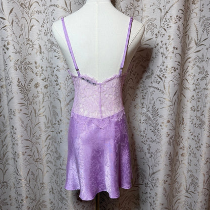 Victoria's Secret Lace Satin Slip Dress Womens M Lavender Coquette Romantic Glam