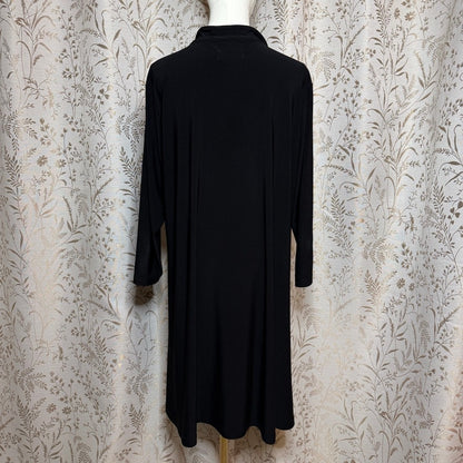 Sympli Black Henley Tunic Dress Womens 18 Lagenlook Minimalist Artsy Travel
