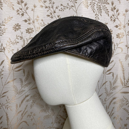 Scala Classico Leather Flat Cap Hat L XL Brown Ivy Workwear Grandpacore Thrashed