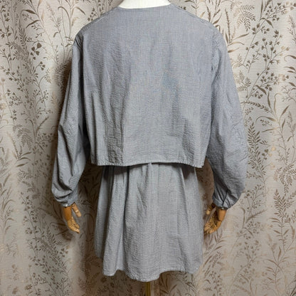 American Holic Seersucker Micro-Stripe Tiered Tunic Women M Japan Avant Garde