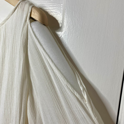 Soft Surroundings Cold Shoulder Blouse S White Balloon Sleeve Festival Boho Chic
