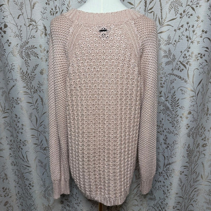 Calvin Klein Jeans Pink Shimmer Knit Sweater Women XL Preppy Boho Light Academia
