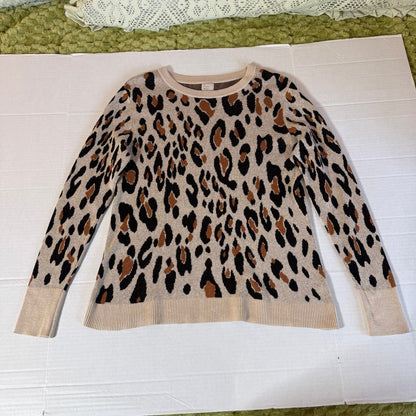 A New Day Bold Leopard Print Sweater Women XL Cozy Casual Office Chic Neutrals