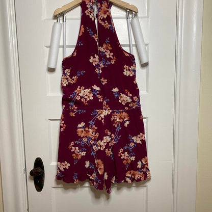 American Eagle Floral Print Halter Romper Womens S Beach Summer Travel Casual