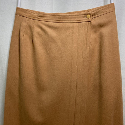 Evan-Picone Vintage Wool Camel Midi Skirt Women L Academia Retro Quiet Luxury