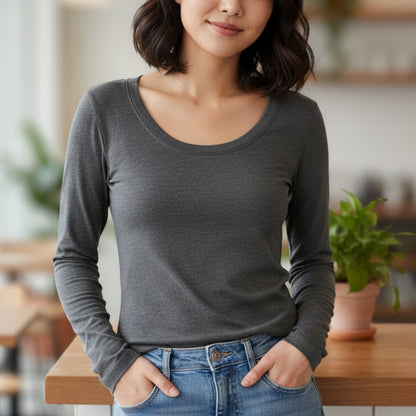 Love Peace Hope Gray Scoop Neck Top Women Fits XS Grunge 90s Style Minimalist