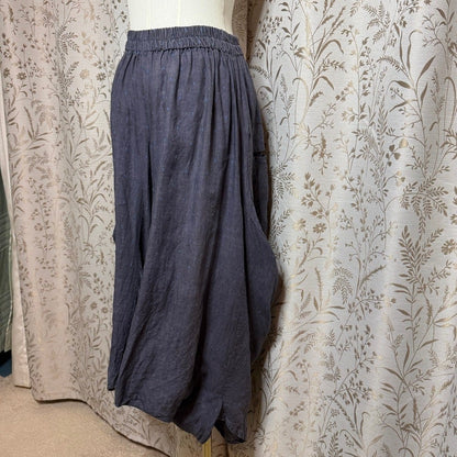 Linen Drop-Crotch Harem Pants Women Small Lantern Wings Avant Garde Lagenlook