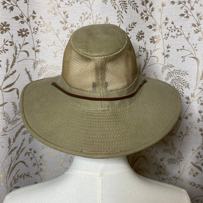 Dorfman Pacific Khaki Safari Hat Medium Mesh Gorpcore Sun Hiking Outdoor Utility