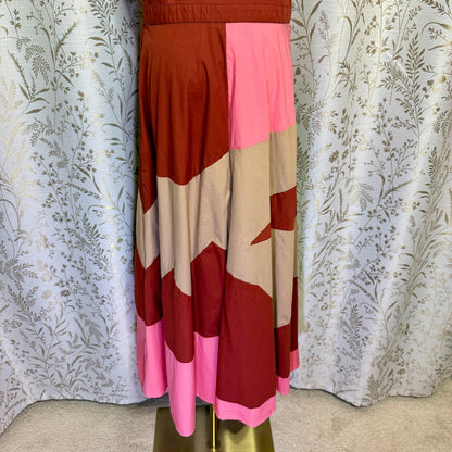 Zapelle Colorblock Patchwork Maxi Dress L 12 Rust Pink Dopamine Mod Artsy Boho