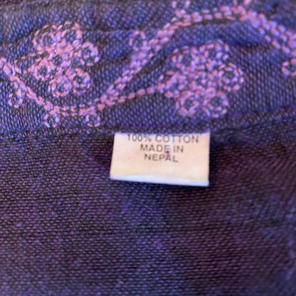 VTG 90s/Y2K Purple Cheongsam Embroidered Cotton Tunic XL Mandarin Floral Asian