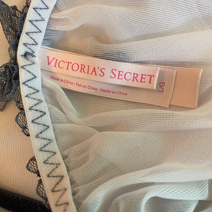 Victorias Secret Babydoll Slip L White Sheer Mesh Swiss Dot Coquette Bridal
