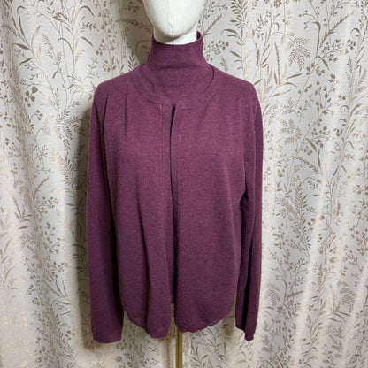 Cashmere Sweater Set Cardigan Sleeveless Turtleneck Womens L Wine Quiet Luxury