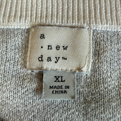 A New Day White Gray Animal Print Sweater Women XL Leopard Minimalist Cozy Chic