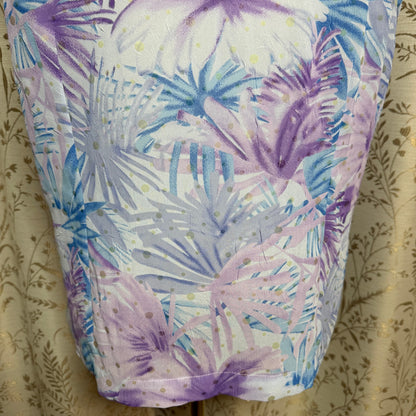 Shaver Lake Vintage Sleeveless Semi Sheer Blouse Women XL Y2K Tropical Sparkle