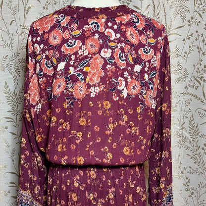 Knox Rose Boho Midi Dress Women XXL Button Front Autumn Prairie Cottagecore