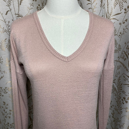 Abercrombie & Fitch Cozy Pink V-Neck Sweater XS Coquette Balletcore Romantic