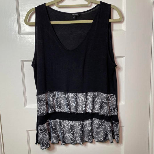 Yak & Yeti Lightweight Black and Paisley Layered Tank Top Large Womens Classic