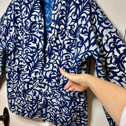 Kimono Jacket Womens XL Butterfly Pattern Block Print Handmade Boho Fairycore