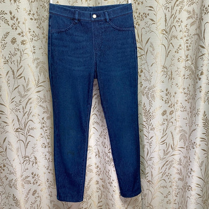Uniqlo Ultra Stretch Denim Leggings Small Indigo Minimalist Clean Girl Capsule