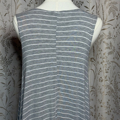 Pinc Striped Tunic Dress Women S Stretch Gray White Lagenlook Minimalist Casual