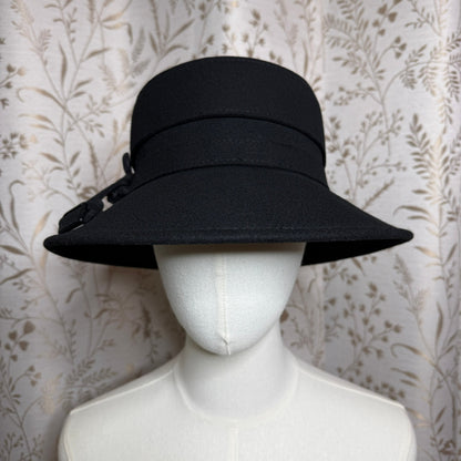 Scala Black 100% Wool Dress Hat One Size Vintage Style Classic Academia Audrey