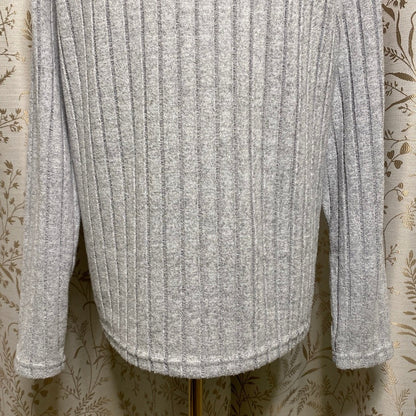 Heather Gray Ribbed Knit Long Sleeve Top Small Scandi Lagenlook Minimalist Cozy