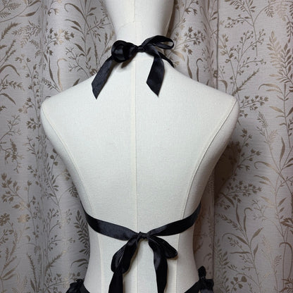 Black Lace Mesh Halter Teddy OS Boudoir Goth Dark Coquette Romantic Sirencore