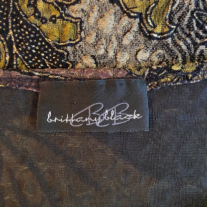 Brittany Black Vintage Jacquard Mesh Calla Lily Top Artsy Whimsigoth Fairycore