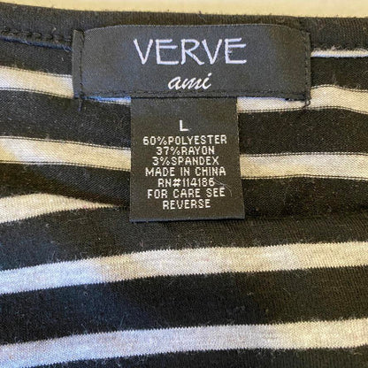 Verve Ami Gray & Black Striped Sleeveless Top Large Womens Minimalist Mod Goth