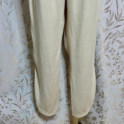 SONOMA Lyocell Linen Pants Womens L Cream Pull On Stretch Waist Neutral Coastal